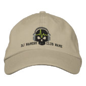 Personalized DJ Skull Jouw naam Club Embroidery Pet (Voorkant)