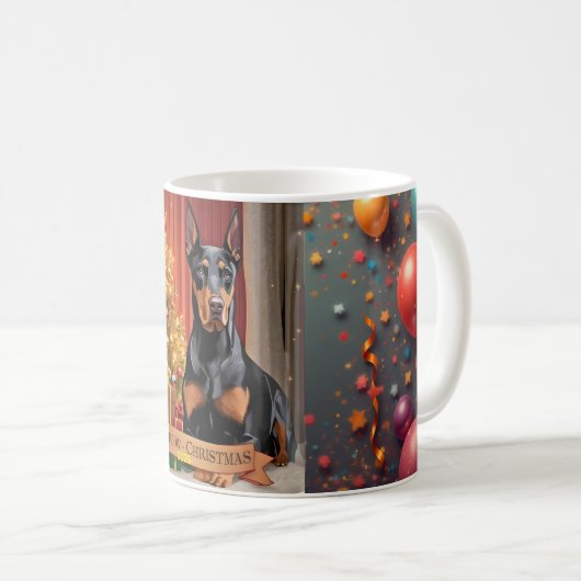 Personalized Doberman Pinscher Christmas Mug – Cus Koffiemok (Voorkant rechts)