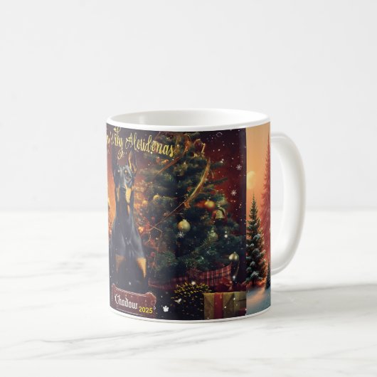 Personalized Doberman Pinscher Christmas Mug – Cus Koffiemok (Voorkant rechts)