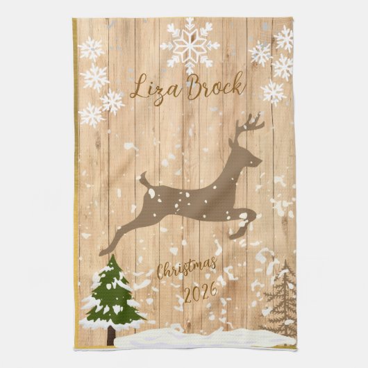 Personalized doe Christmas bauble Theedoek (Verticaal)