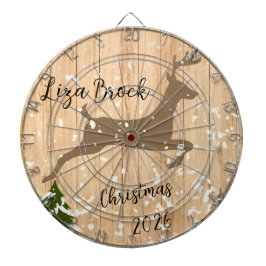 Personalized doe Christmas bauble wooden backgroun Dartbord