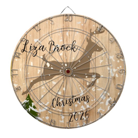 Personalized doe Christmas bauble wooden backgroun Dartbord (Voorkant)