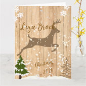 Personalized doe Christmas bauble wooden backgroun Kaart (Gele Bloem)