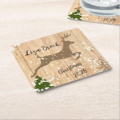 Personalized doe Christmas bauble wooden backgroun Kartonnen Onderzetters (Schuin)