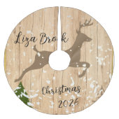 Personalized doe Christmas bauble wooden backgroun Kerstboom Rok (Voorkant)