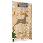 Personalized doe Christmas bauble wooden backgroun Klembord (Rechts)