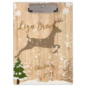 Personalized doe Christmas bauble wooden backgroun Klembord (Voorkant)