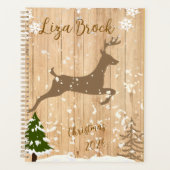 Personalized doe Christmas bauble wooden backgroun Planner (Voorkant)