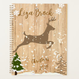 Personalized doe Christmas bauble wooden backgroun Planner