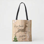 Personalized doe Christmas bauble wooden backgroun Tote Bag (Voorkant)