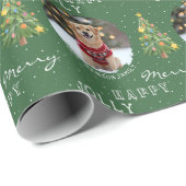 Personalized Dog and Family Photo Christmas Tree Cadeaupapier (Rol Hoek)