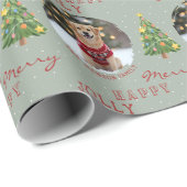 Personalized Dog and Family Photo Christmas Tree Cadeaupapier (Rol Hoek)