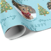 Personalized Dog and Family Photo Christmas Tree Cadeaupapier (Rol Hoek)
