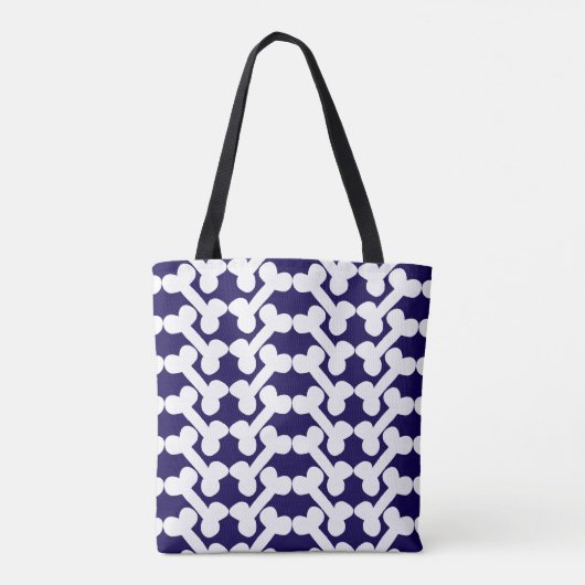 Personalized Dog Bone Pattern Navy White Modern  Tote Bag (Achterkant)