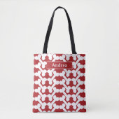 Personalized Dog Bone Pattern Red White Modern  Tote Bag (Voorkant)