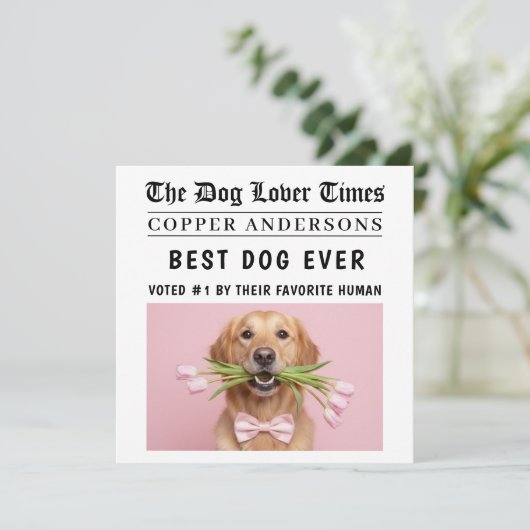Personalized Dog Card | Best Dog Ever Newspaper  (Staand voorkant)