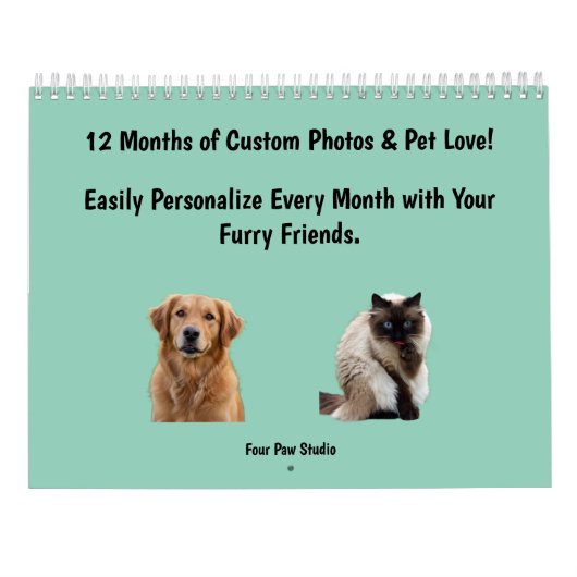 Personalized Dog & Cat 2026 Pet Calendar Kalender (Achterkant)