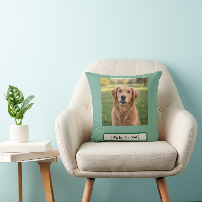 Personalized Dog & Cat Photo and Name Throw Pillow Kussen (Stoel)