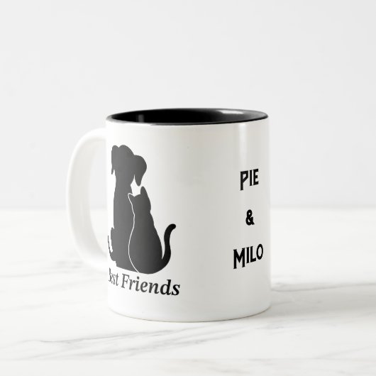 Personalized dog lover cat lover mug tweekleurige koffiemok (Voorkant links)