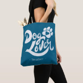 Personalized Dog Lover Hand-Lettered Ocean Blue Tote Bag (Dichtbij)