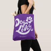 Personalized Dog Lover Hand-Lettered Purple Tote Bag (Dichtbij)