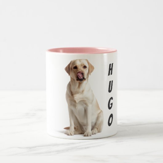 Personalized Dog Lover Mug – Custom Pet Name Tweekleurige Koffiemok (Center)