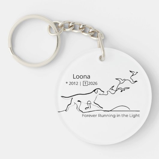 Personalized Dog Memorial Sympathy Line Art Sleutelhanger (Voorkant)