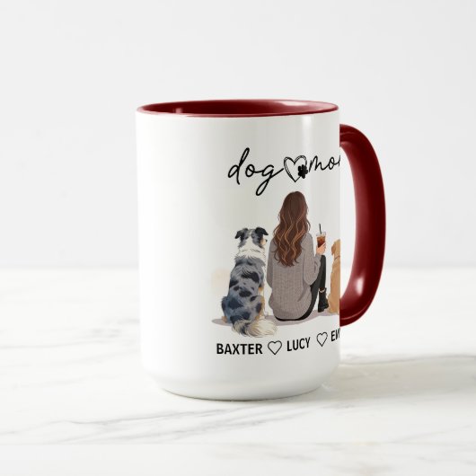 Personalized Dog Mom – Custom Name Mother’s Day Mok (Voorkant rechts)