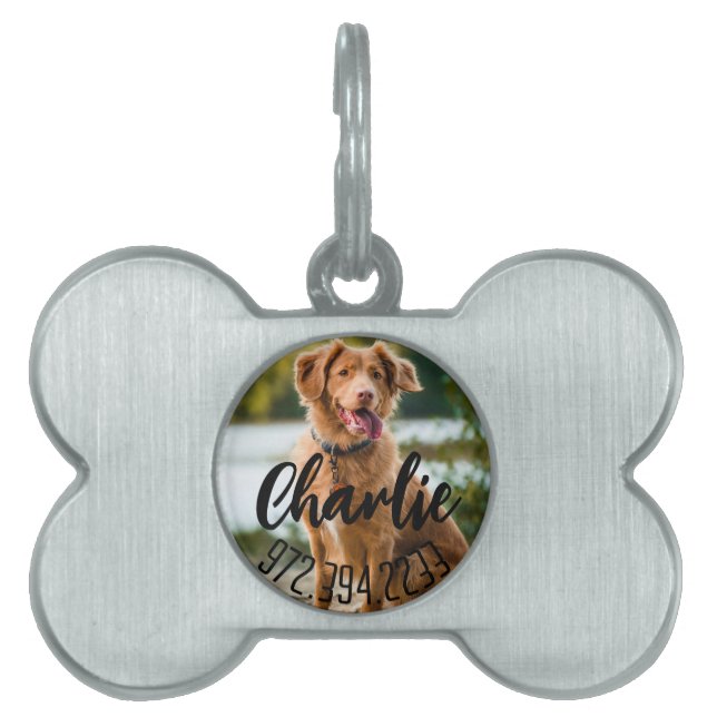 Personalized Dog Name & Phone Number Huisdieren Naamplaatje (voorkant)