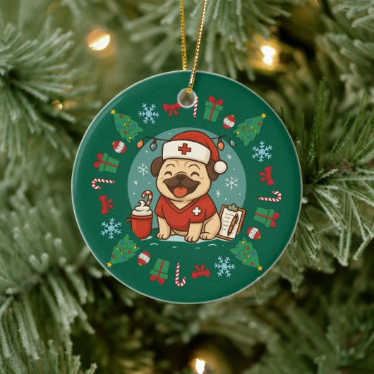 Personalized Dog Nurse Christmas Cute Holiday Pet Keramisch Ornament (Boom)
