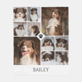 Personalized Dog Photo Collage Paw Print Name Fleece Deken (Voorkant)