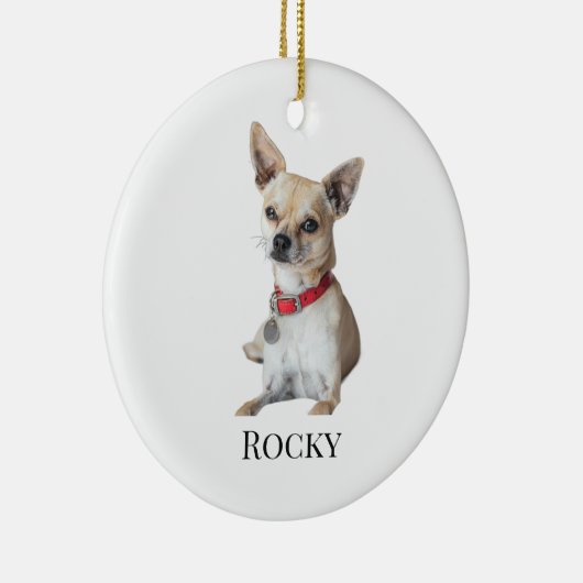 Personalized Dog Photo | Custom Pet Name  Keramisch Ornament (Rechts)