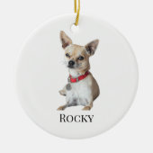 Personalized Dog Photo | Custom Pet Name  Keramisch Ornament (Voorkant)