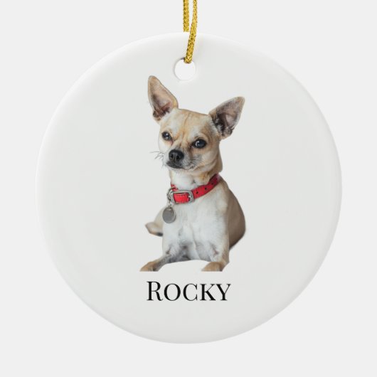 Personalized Dog Photo | Custom Pet Name  Keramisch Ornament (Voorkant)