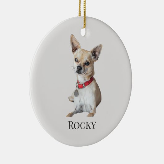 Personalized Dog Photo | Custom Pet Name  Keramisch Ornament (Rechts)