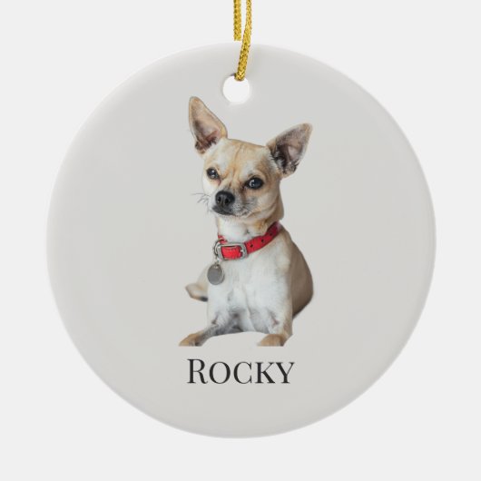 Personalized Dog Photo | Custom Pet Name Keramisch Ornament (Voorkant)