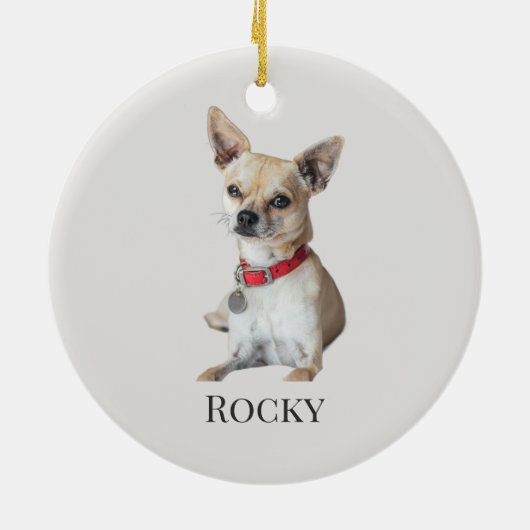 Personalized Dog Photo | Custom Pet Name Keramisch Ornament (Achterkant)