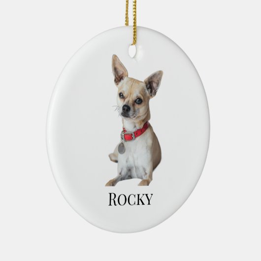 Personalized Dog Photo | Custom Pet Name  Keramisch Ornament (Rechts)
