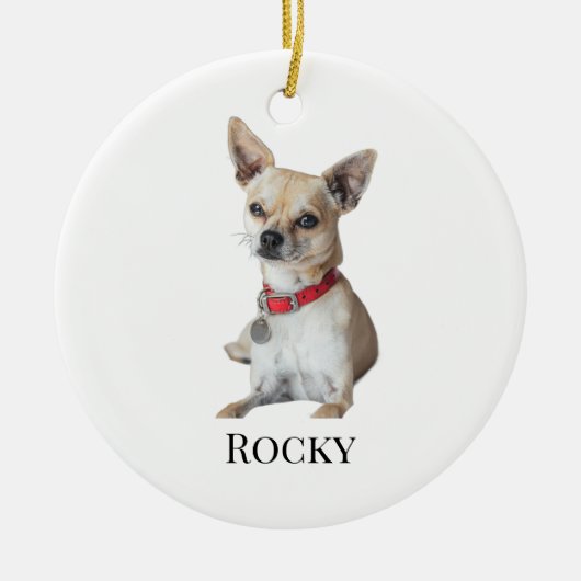 Personalized Dog Photo | Custom Pet Name  Keramisch Ornament (Voorkant)