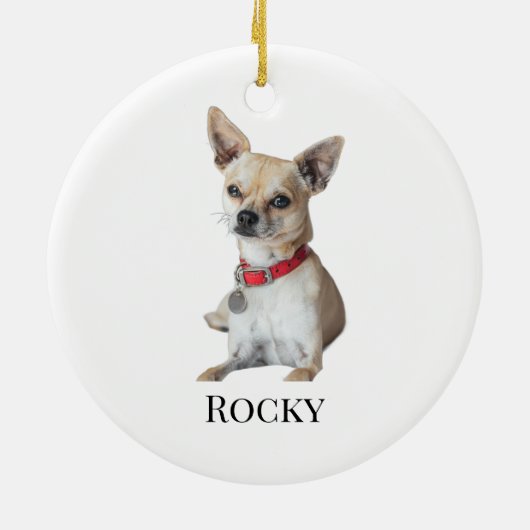 Personalized Dog Photo | Custom Pet Name  Keramisch Ornament (Achterkant)