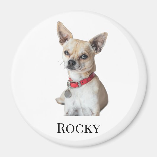 Personalized Dog Photo | Custom Pet Name Magneet (Voorkant)
