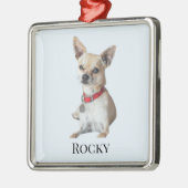 Personalized Dog Photo | Custom Pet Name  Metalen Ornament (Links)