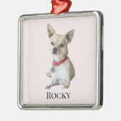 Personalized Dog Photo | Custom Pet Name  Metalen Ornament (Links)