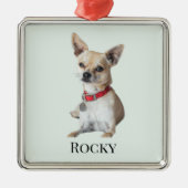 Personalized Dog Photo | Custom Pet Name Metalen Ornament (Voorkant)