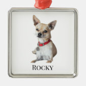Personalized Dog Photo | Custom Pet Name  Metalen Ornament (Voorkant)