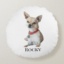 Personalized Dog Photo | Custom Pet Name  Rond Kussen