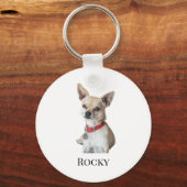 Personalized Dog Photo | Custom Pet Name  Sleutelhanger (Voorkant)