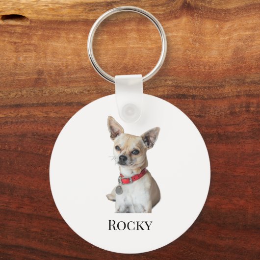 Personalized Dog Photo | Custom Pet Name  Sleutelhanger (Voorkant)