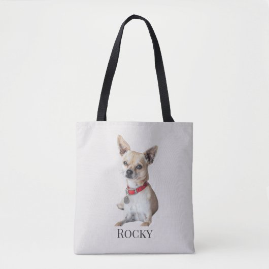 Personalized Dog Photo | Custom Pet Name Tote Bag (Voorkant)