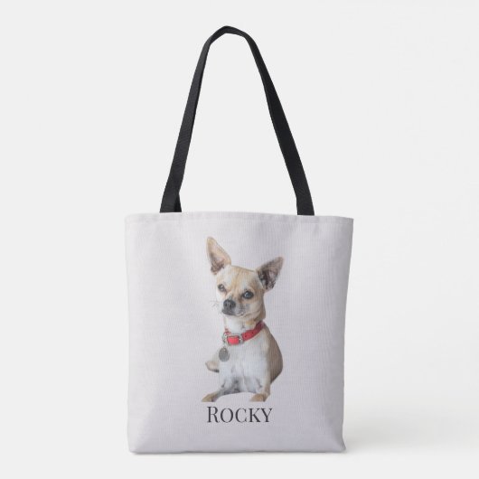 Personalized Dog Photo | Custom Pet Name  Tote Bag (Achterkant)